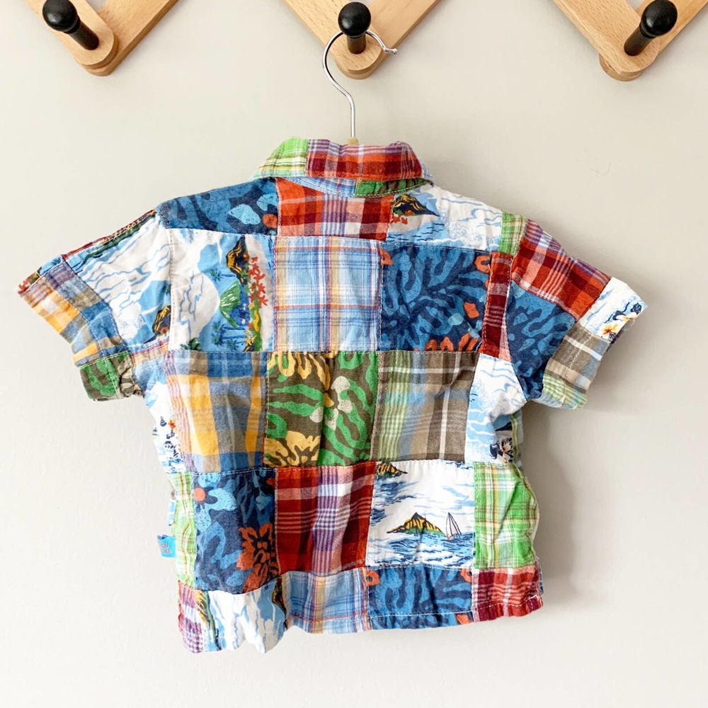 Vintage TCP Hawaiian Patchwork Madras Shirt | 3-6 Mos - Picture 3 of 4